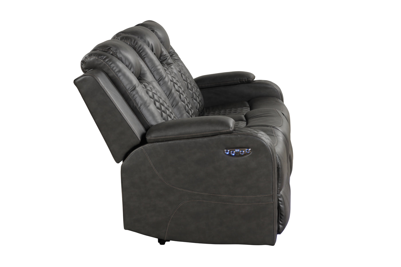 Benz LED & Power Recliner 2 PC Made With Faux Leather in Gray