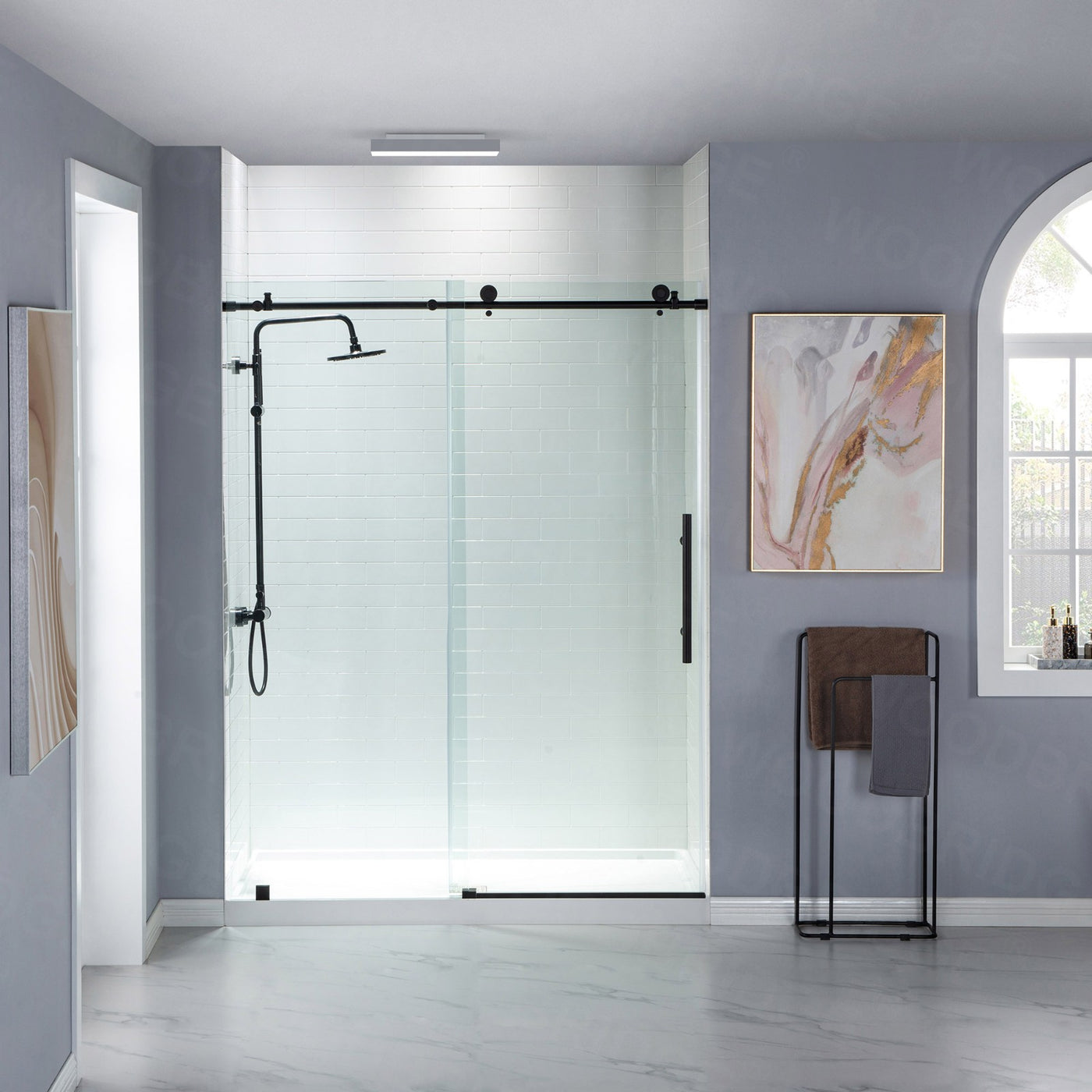 WOODBRIDGE MSDC4876-MBL Frameless Shower Doors 44-48" Width x 76"Height with 3/8"(10mm) Clear Tempered Glass in Matte Black Finish