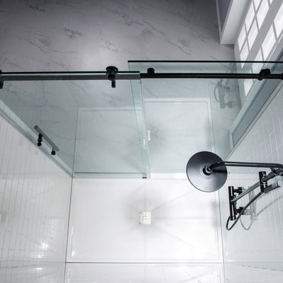 WOODBRIDGE MSDC4876-MBL Frameless Shower Doors 44-48" Width x 76"Height with 3/8"(10mm) Clear Tempered Glass in Matte Black Finish