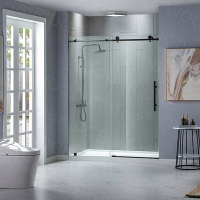 WOODBRIDGE MSDC4876-MBL Frameless Shower Doors 44-48" Width x 76"Height with 3/8"(10mm) Clear Tempered Glass in Matte Black Finish