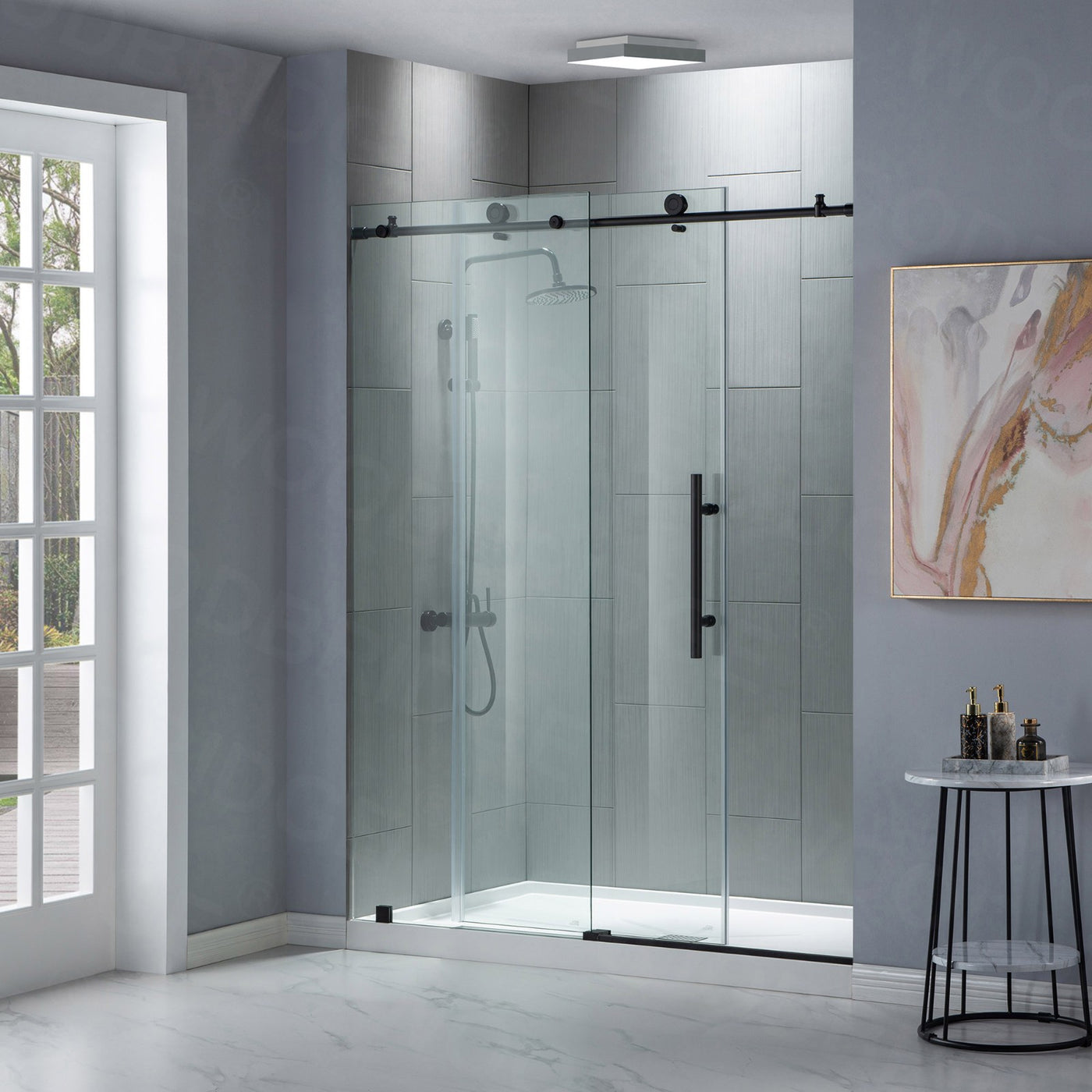 WOODBRIDGE MSDC4876-MBL Frameless Shower Doors 44-48" Width x 76"Height with 3/8"(10mm) Clear Tempered Glass in Matte Black Finish