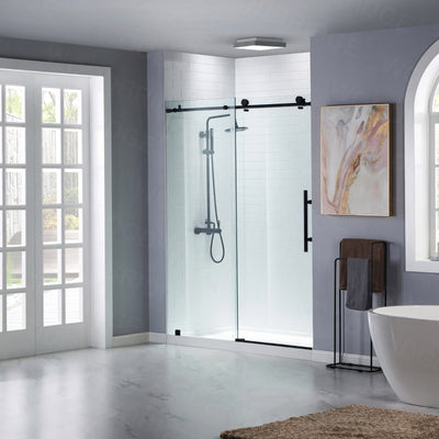 WOODBRIDGE MSDC4876-MBL Frameless Shower Doors 44-48" Width x 76"Height with 3/8"(10mm) Clear Tempered Glass in Matte Black Finish