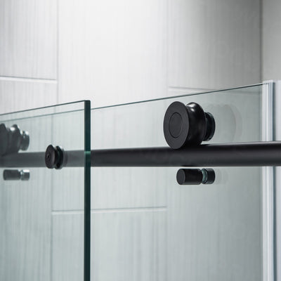 WOODBRIDGE MSDC4876-MBL Frameless Shower Doors 44-48" Width x 76"Height with 3/8"(10mm) Clear Tempered Glass in Matte Black Finish