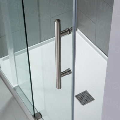 WOODBRIDGE Frameless Shower Doors 68-72" Width x 76"Height with 3/8"(10mm) Clear Tempered Glass in Brushed Nickel Finish,MBSDC7276-B