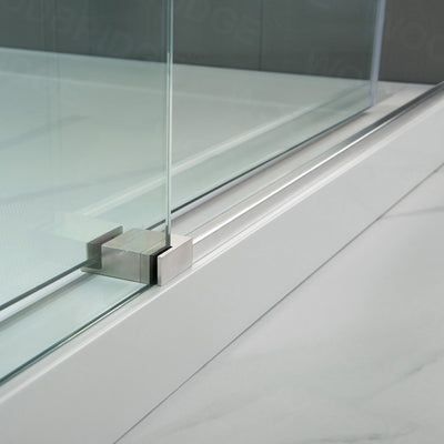 WOODBRIDGE Frameless Shower Doors 68-72" Width x 76"Height with 3/8"(10mm) Clear Tempered Glass in Brushed Nickel Finish,MBSDC7276-B