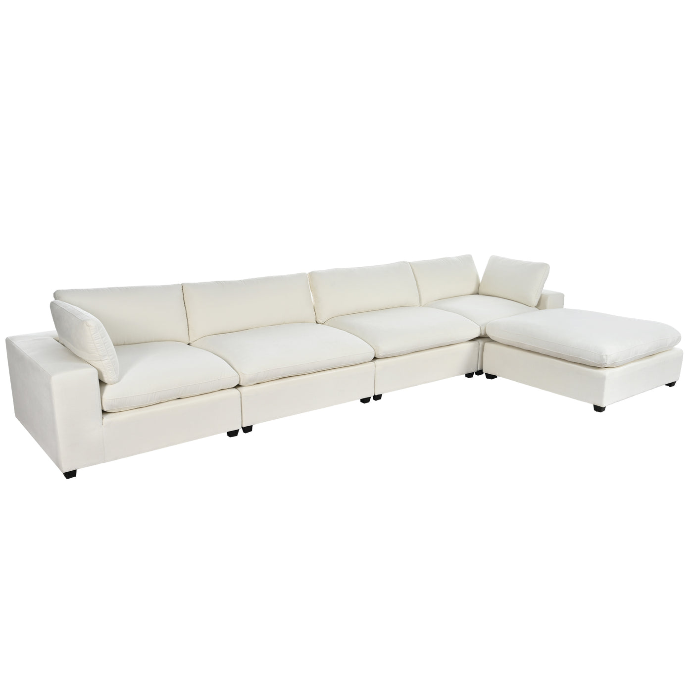 U-style Upholstered Oversize Modular Sofa with Removable Ottoman,Sectional sofa for Living Room Apartment(5-Seater)