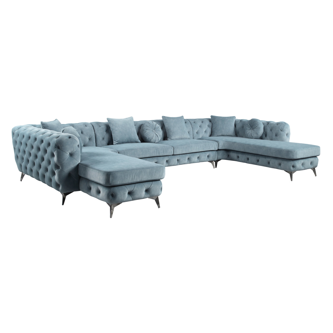 ACME Zerah SECTIONAL SOFA W/7 PILLOWS Deep Green Fabric LV01161