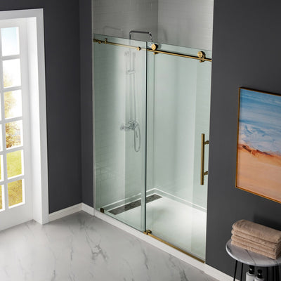 WOODBRIDGE MBSDC4876-BG Frameless Shower Doors 44-48" Width x 76"Height with 3/8"(10mm) Clear Tempered Glass in Brushed Gold Finish