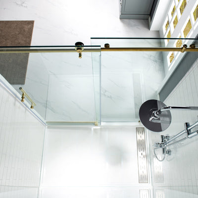 WOODBRIDGE MBSDC4876-BG Frameless Shower Doors 44-48" Width x 76"Height with 3/8"(10mm) Clear Tempered Glass in Brushed Gold Finish