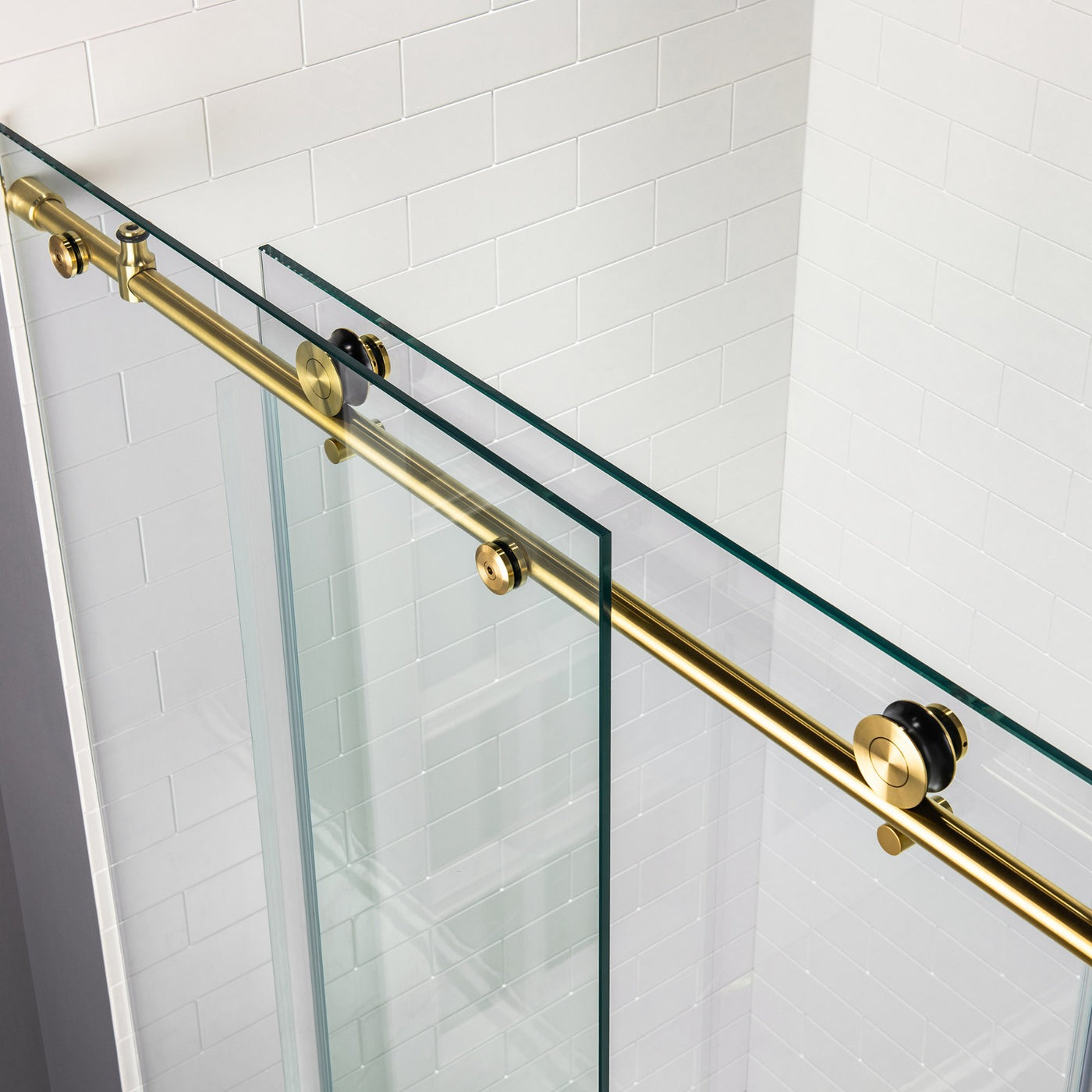 WOODBRIDGE MBSDC4876-BG Frameless Shower Doors 44-48" Width x 76"Height with 3/8"(10mm) Clear Tempered Glass in Brushed Gold Finish