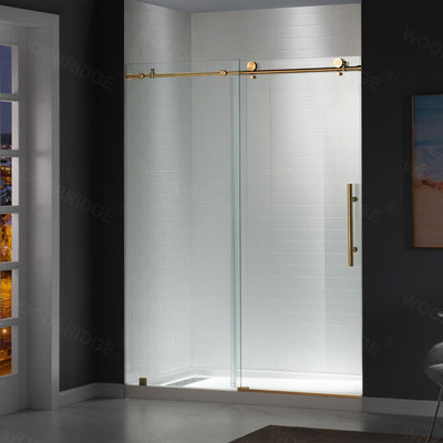 WOODBRIDGE Frameless Shower Doors 56-60" Width x 76"Height with 3/8"(10mm) Clear Tempered Glass in Brushed Gold Finish,MBSDC6076-BG