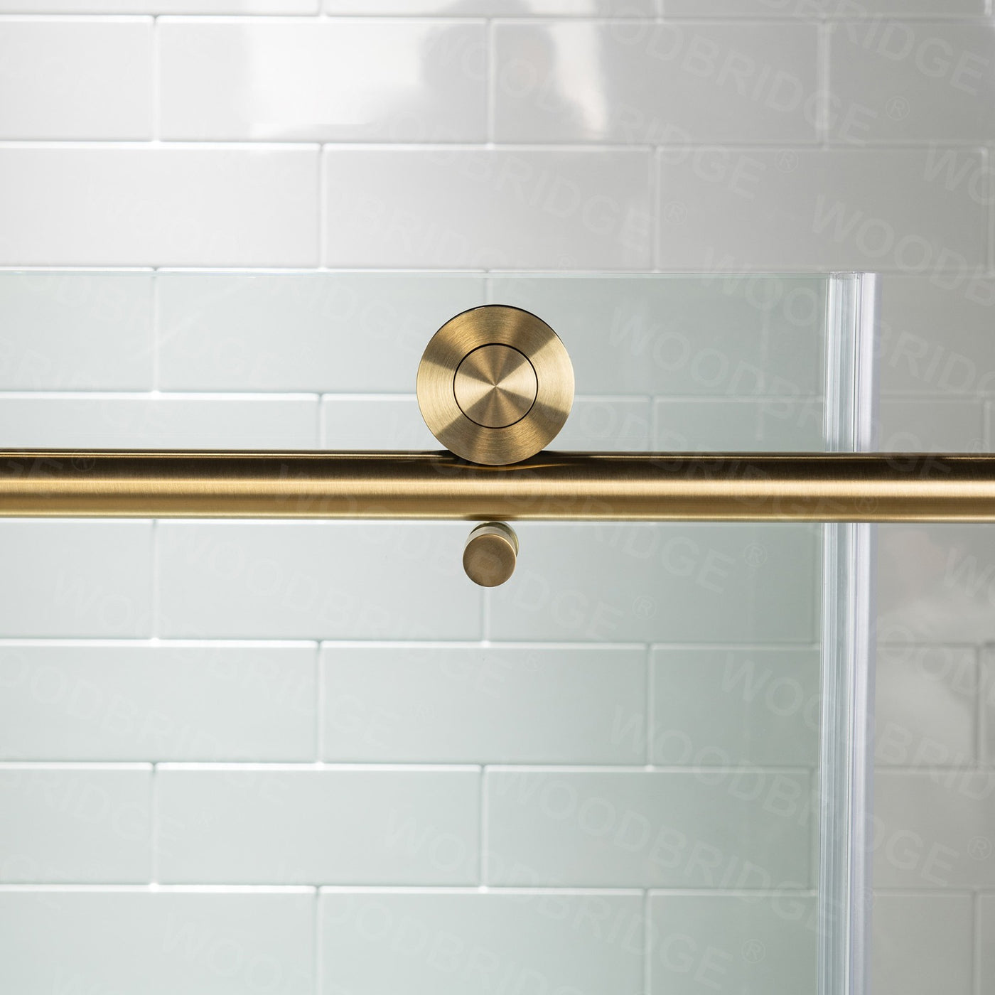 WOODBRIDGE Frameless Shower Doors 56-60" Width x 76"Height with 3/8"(10mm) Clear Tempered Glass in Brushed Gold Finish,MBSDC6076-BG