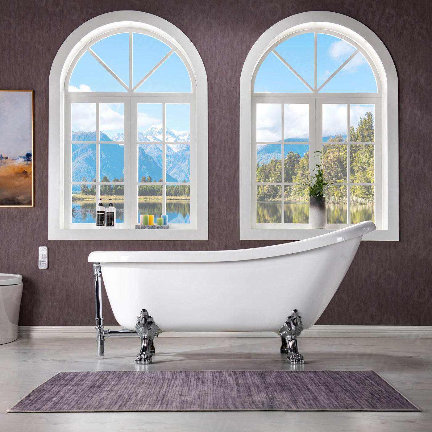 WOODBRIDGE 67" Heavy Duty Acrylic Slipper Clawfoot Bath Tub with Chrome Feet + Chrome Drain &Overflow