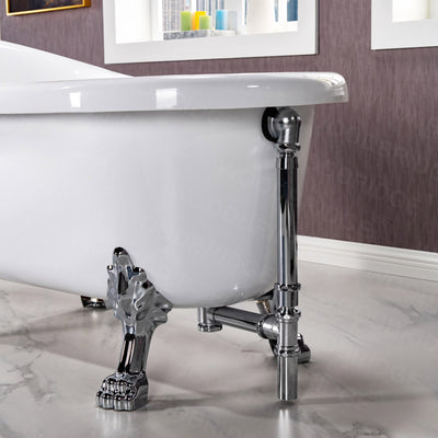 WOODBRIDGE 67" Heavy Duty Acrylic Slipper Clawfoot Bath Tub with Chrome Feet + Chrome Drain &Overflow