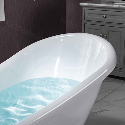 WOODBRIDGE 67" Heavy Duty Acrylic Slipper Clawfoot Bath Tub with Chrome Feet + Chrome Drain &Overflow