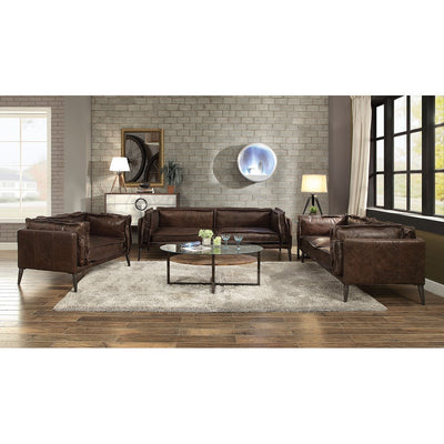 ACME Porchester Loveseat in Distress Chocolate Top Grain Leather 52481