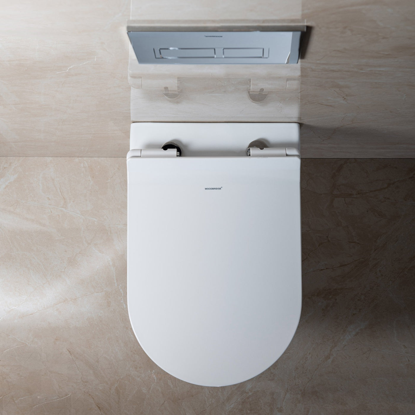 WOODBRIDGE Wall Hung 1.60 GPF/0.8 GPF Dual Flush Elongated Toilet with In-Wall Tank and Carrier System. F0130 + WHTA001