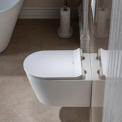 WOODBRIDGE Wall Hung 1.60 GPF/0.8 GPF Dual Flush Elongated Toilet with In-Wall Tank and Carrier System. F0130 + WHTA001