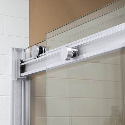 WOODBRIDGE Frameless Bathtub Shower Doors 56-60" Width x 62"Height with 5/16"(8mm) Clear Tempered Glass, 2 Ways Opening & Double Sliding in Polished Chrome