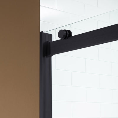 WOODBRIDGE Frameless Bathtub Shower Doors 56-60" Width x 62"Height with 5/16"(8mm) Clear Tempered Glass, 2 Ways Opening & Double Sliding in Matte Black Finish,ASD6062-MBL