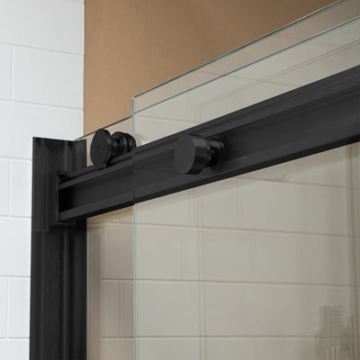 WOODBRIDGE Frameless Bathtub Shower Doors 56-60" Width x 62"Height with 5/16"(8mm) Clear Tempered Glass, 2 Ways Opening & Double Sliding in Matte Black Finish,ASD6062-MBL