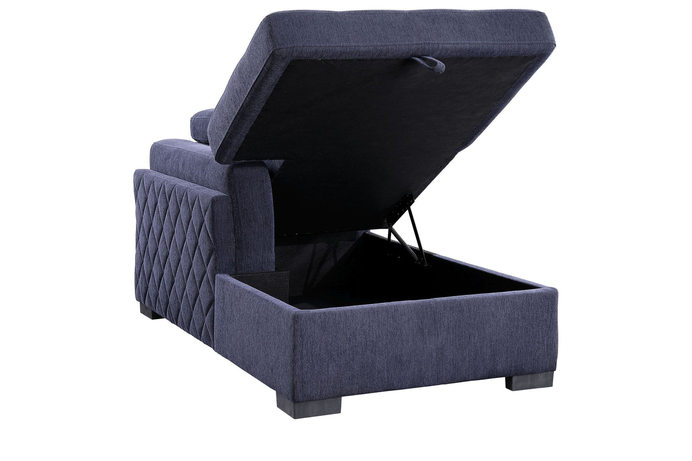 ACME Nekoda Storage Sleeper Sectional Sofa and Ottoman, Navy Blue Fabric 55520