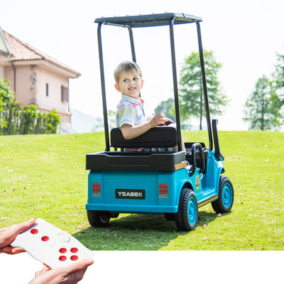 Blue,12V,Ride On Toy for Kids Ages 3+,12V4.5AH, Golf Maintenance Cart with Roof, Outdoor/Off road/Electric Car, Wide Big Seat, with 2.4G Remote Control, Ceiling, High/Low Speed, Gift for Boys Girls