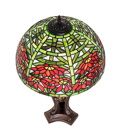 Meyda Lighting 25" High Tiffany Poinsettia W/lighted Base Table Lamp- 65896