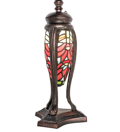 Meyda Lighting 25" High Tiffany Poinsettia W/lighted Base Table Lamp- 65896