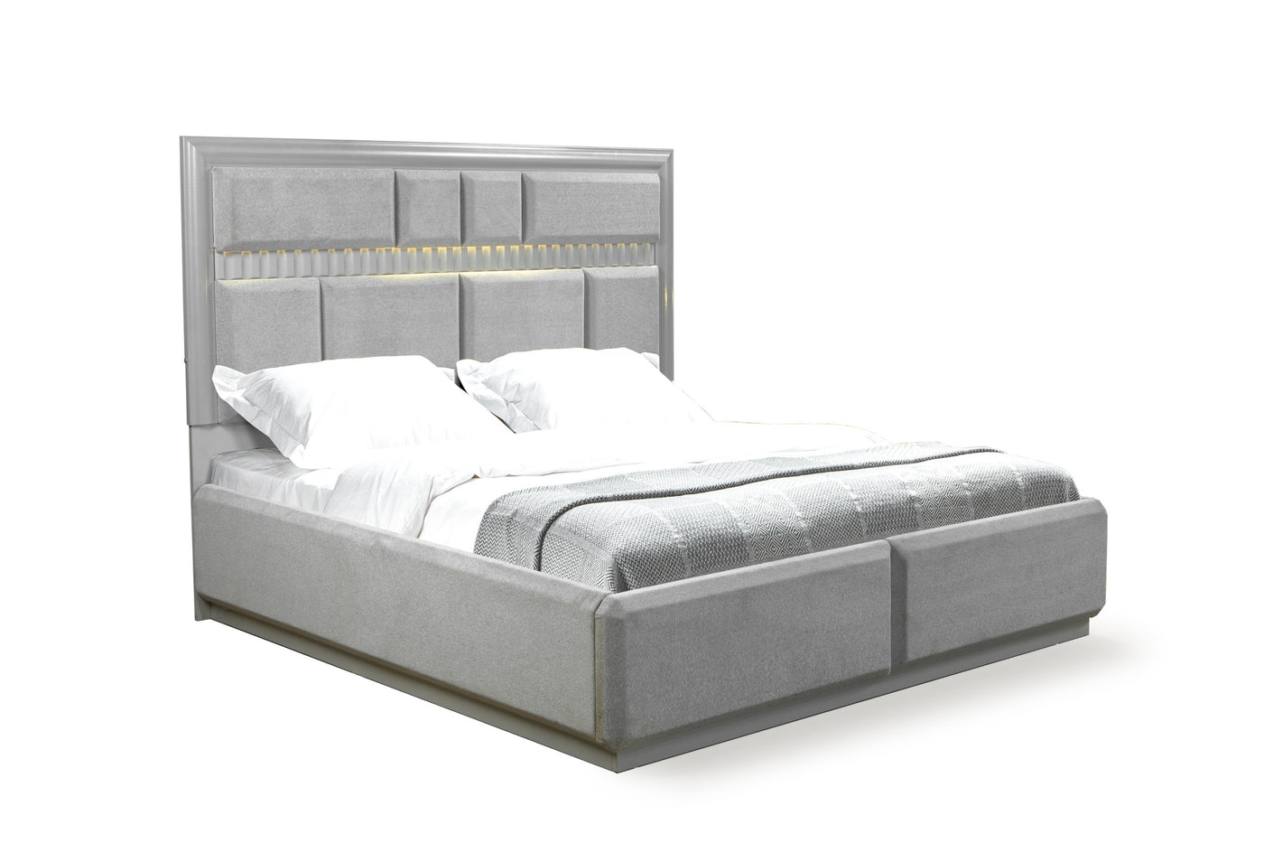 Da Vinci Modern Style Queen Bed Made with Wood in Gray