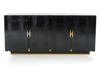 A&X Talin Modern Black Crocodile & Rosegold Buffet