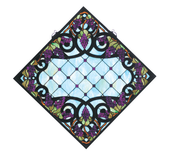 Meyda 25.5"W X 25.5"H Jeweled Grape Stained Glass Window '67143