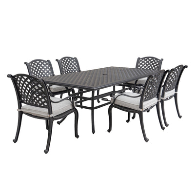 Stylish Outdoor 7-Piece Aluminum Dining Set with Cushion, Sandstorm