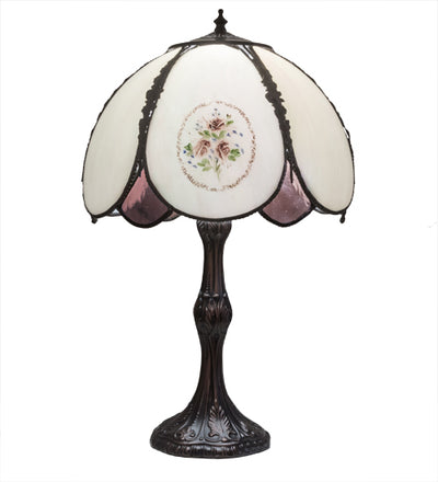 Meyda Lighting 22"H Roses Hand Painted Table Lamp- 68597