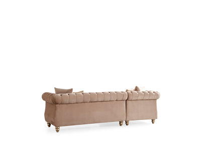 Julia Gold Detailed Tufted Upholstery Sectional made with Wood In Taupe