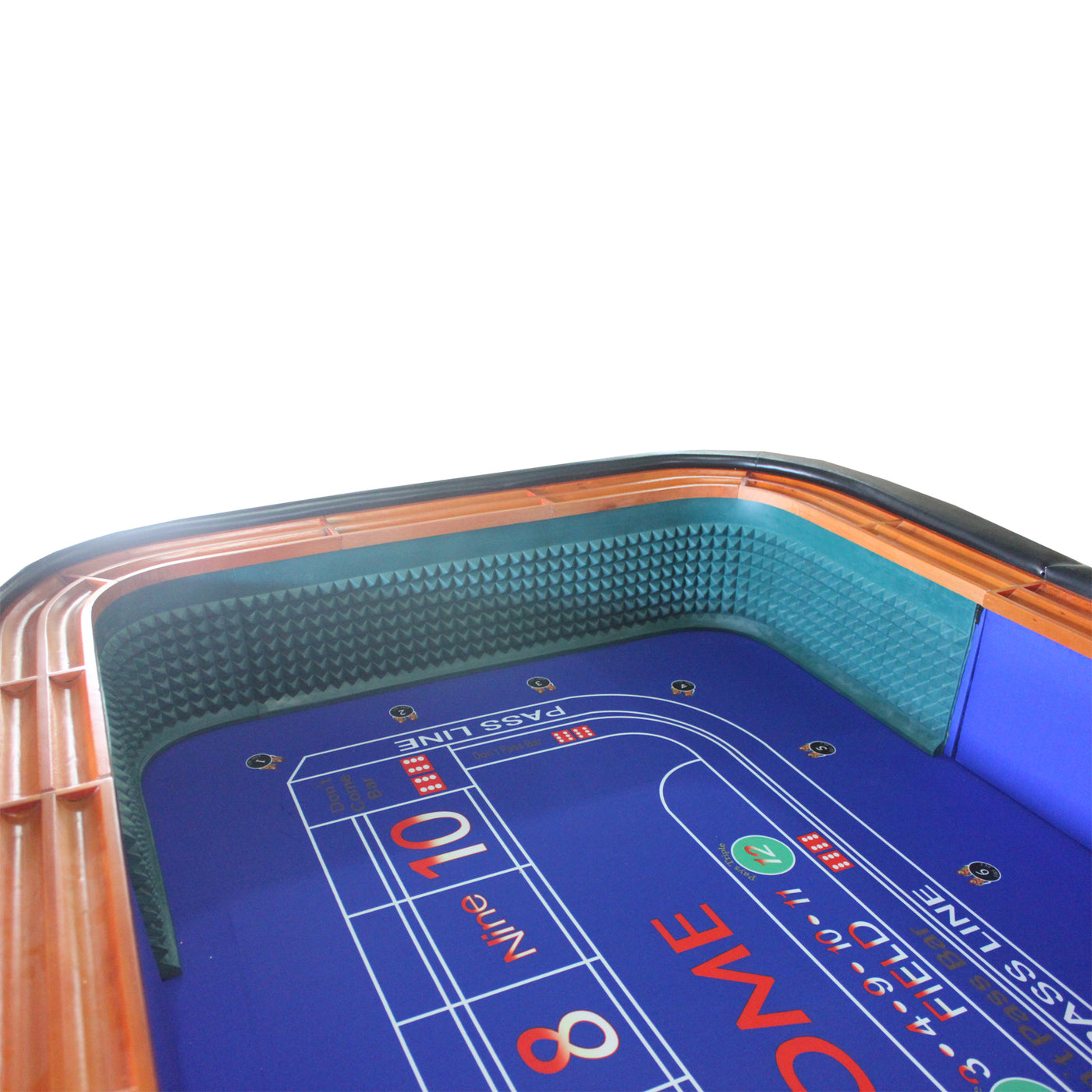 INO Design 136" 12 Feet Deluxe Craps Dice BLUE Felt Luxury Casino Game Poker Table With Diamond Pyramid Bumper Rubber