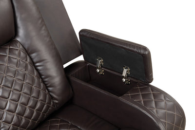 Benz LED & Power Reclining 2 Pc Set Made With Faux Leather in Brown