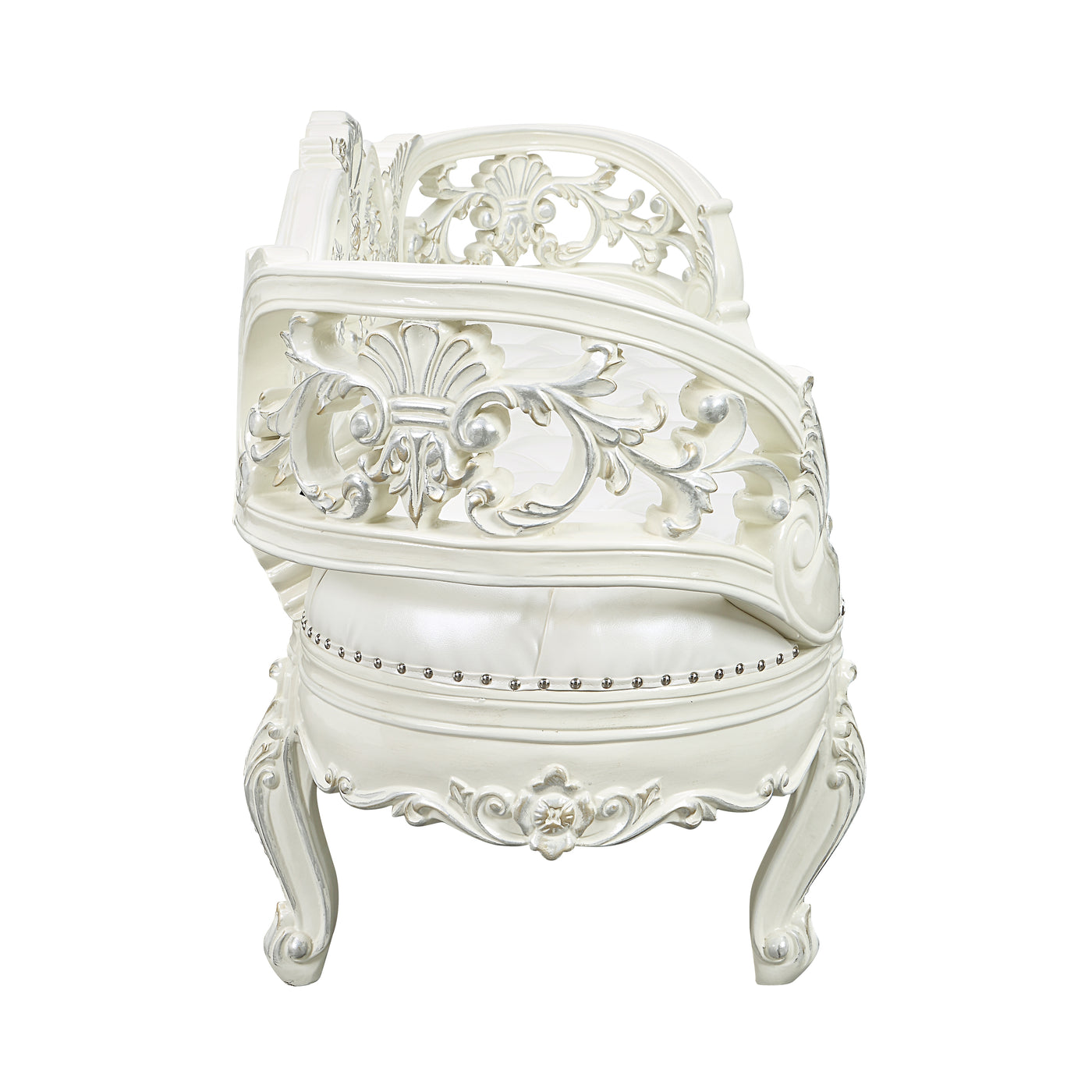 ACME Adara BENCH Pearl White PU & Antique White Finish BD01253