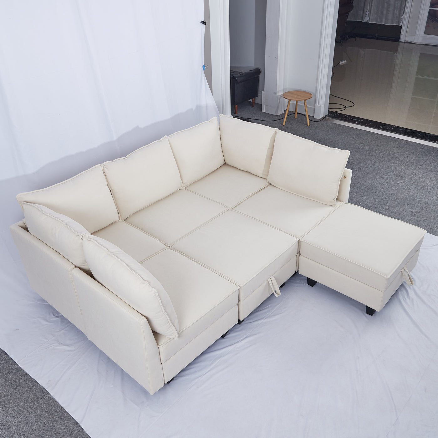 7 seater Modular Pieces sofa Storage Seats 7 seat Living Room Furniture  Modular Sleeper Sofa