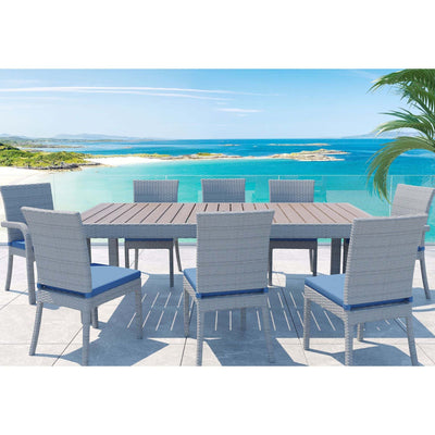 Balcones 9-Piece Outdoor Dining Table Set With 8-Dining Chairs, Gray/Navy