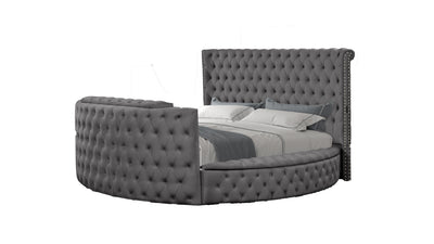 Maya Modern Style Crystal Tufted Queen Bed  Made with wood in Gray