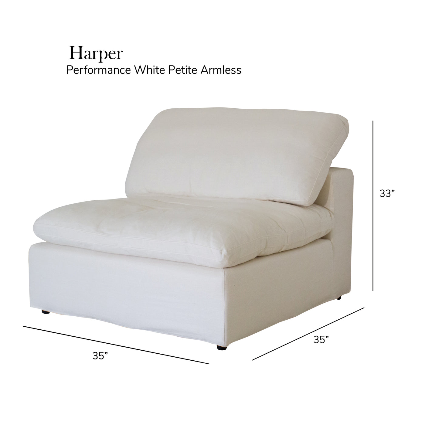 Harper Petite White Sectional - 5 Seat L Shaped Configuration