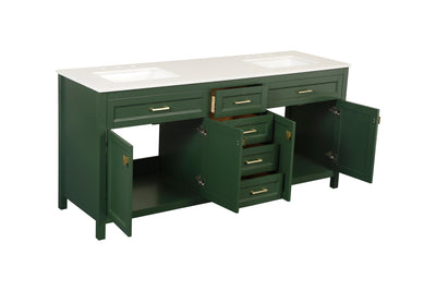 Vanity Sink Combo featuring a Marble Countertop, Bathroom Sink Cabinet, and Home Decor Bathroom Vanities - Fully Assembled Green 72-inch Vanity with Sink 23V03-72VG