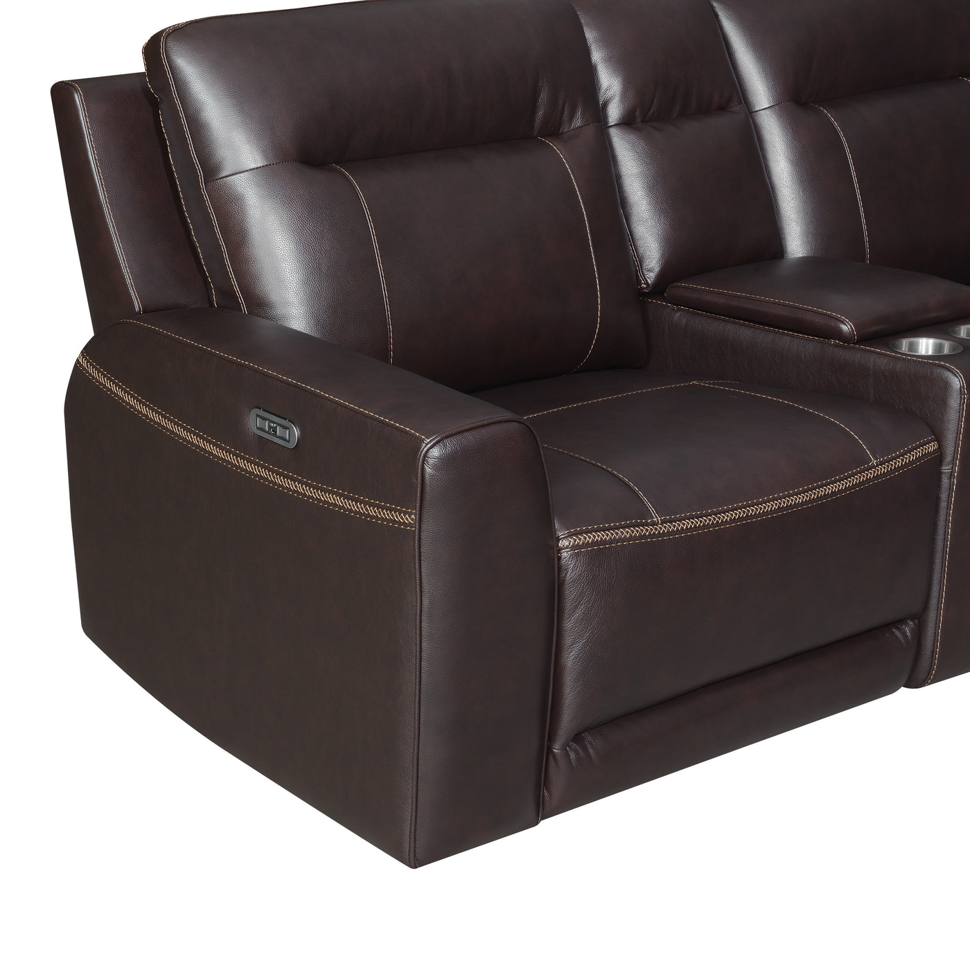 Customizable Dual-Power Leather Sectional - Top-Grain Leather, Power Headrest, Power Footrest - Transitional Styling, Perfect Fit