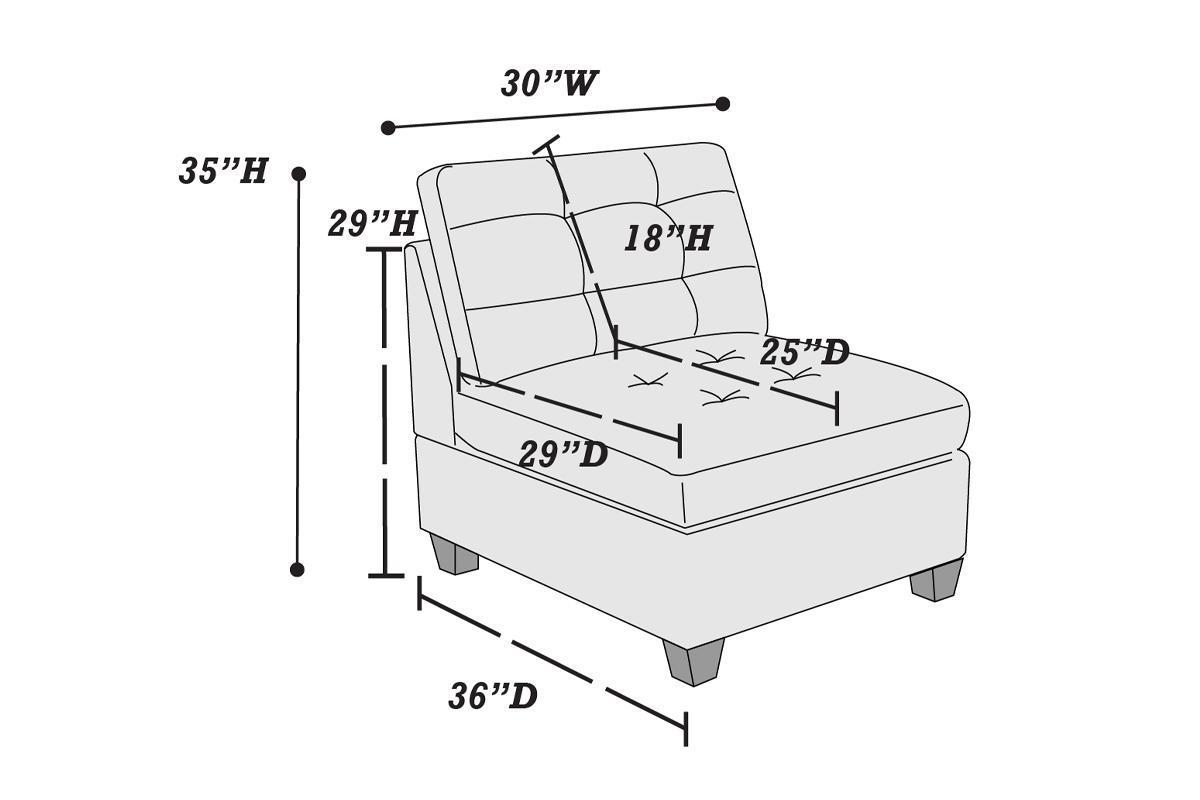 Living Room Furniture Antique Grey Modular Sectional 7pc Set Breathable Leatherette Tufted Couch 2x Corner Wedge 4x Armless Chairs and 1x Ottoman U-Shaped