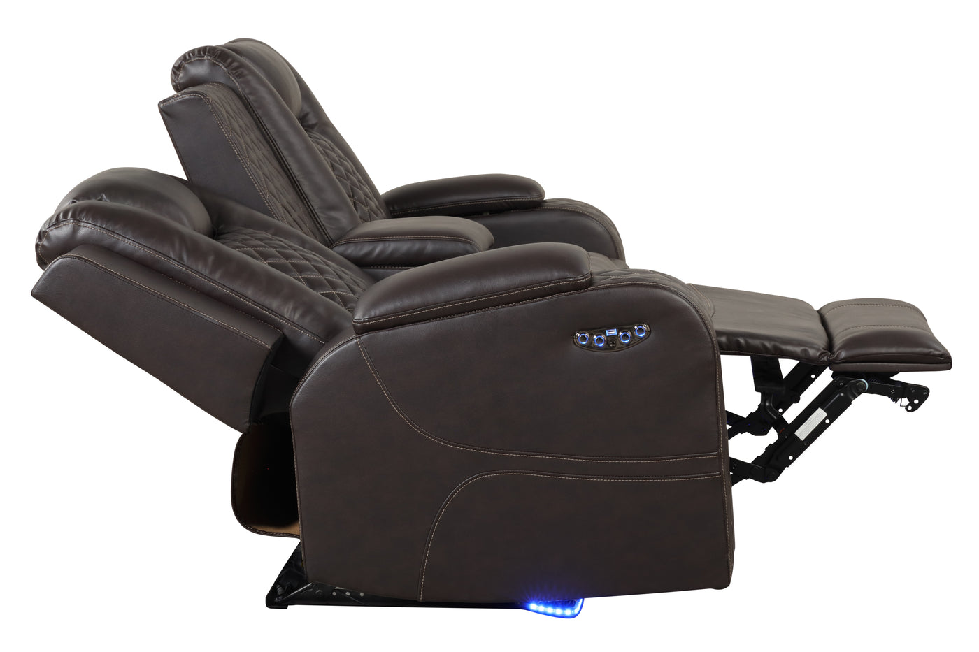 Benz LED & Power Reclining 2 Pc Set Made With Faux Leather in Brown