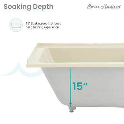 Swiss Madison Voltaire 48" x 32" Right-Hand Drain Alcove Bathtub in Bisque SM-DB562BQ