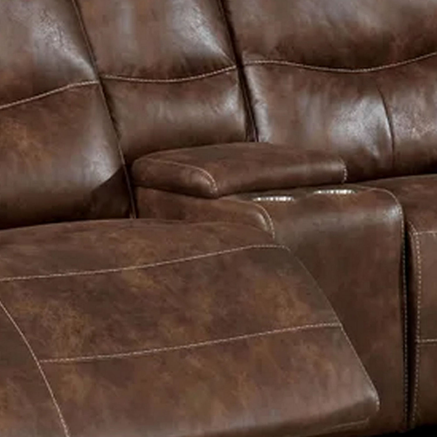 Heli 79 Inch Power Reclining Loveseat, Pull Tab Footrest, USB Port, Brown