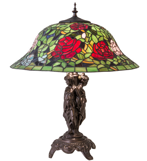 Meyda 24" High Tiffany Rosebush Table Lamp - 78364