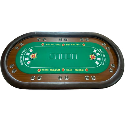 INO Design 96" Premium 10 Player Oval Brown & Green Speed Cloth Texas Holdem Casino Poker Table with Dimmable LED Green